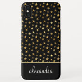 Zwart - Gouden Sterren Celestial Monogram Case-Mate iPhone Case (Achterkant)