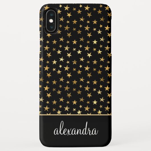 Zwart - Gouden Sterren Celestial Monogram Case-Mate iPhone Case (Achterkant)