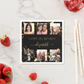Zwart gouden sterren foto collage verjaardag servet (Insitu)