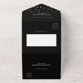 Zwart gouden sterren script bruiloft all in one uitnodiging (Buitenkant)