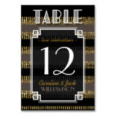 Zwart Gouden Strepen + Art Deco Tafelnummer Kaarte (Achterkant)