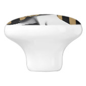 Zwart Gouden Strepen Vrouw Bloemen Knop Keramische (Zijkant)