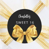 Zwart gouden strik Sweet 16 Ronde Sticker