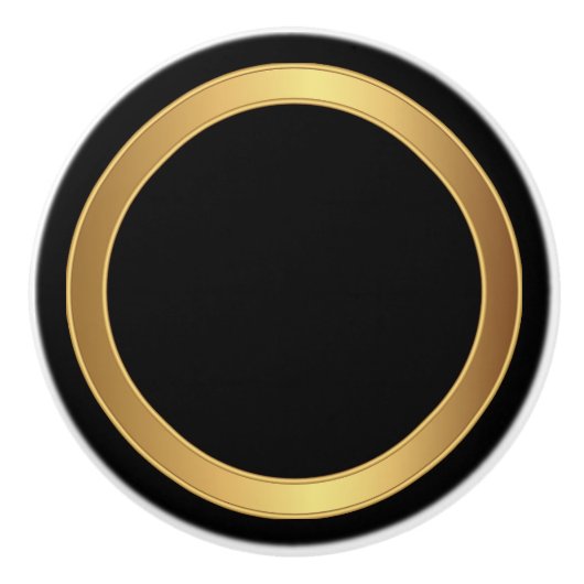 Zwart-gouden trim keramische knop (Voorkant)