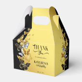 Zwart-gouden vlinders, verjaardagsfeestje, aangepa bedankdoosjes (Achterkant)