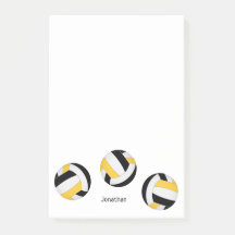 Zwart gouden volleyballen notitieblok w zijn naam