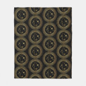 Zwart-gouden zon- en moongezichten fleece deken (Voorkant)