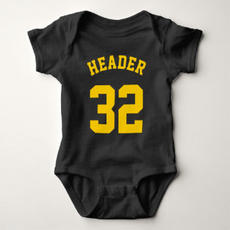 Zwart & goudgeel Baby | Sport Jersey Design Romper