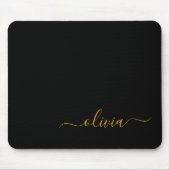 Zwart goudgierschrift Monogram Naam Modern Muismat (Voorkant)