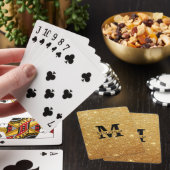 Zwart-goudglitter Aangepaste monogram naam Pokerkaarten (Insitu)