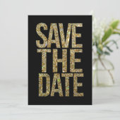 Zwart & goudglitter Bespaar de datum waarop Typogr Save The Date (Staand voorkant)