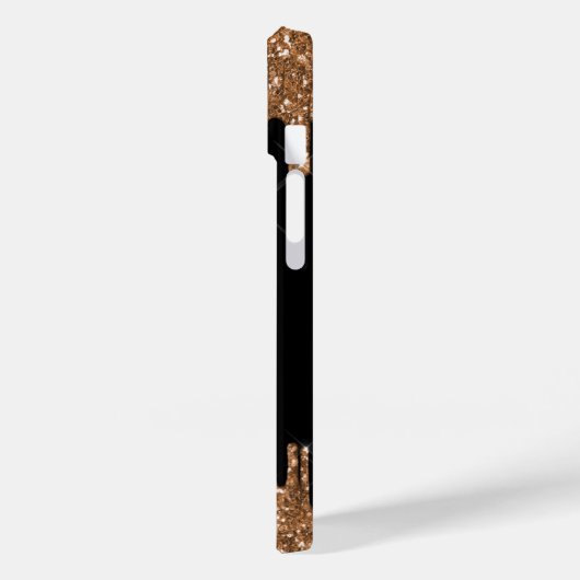Zwart goudglitter druppelt monogram elegant monogr Case-Mate iPhone case (Achterkant / Links)