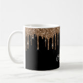 Zwart goudglitter druppelt monogram elegant monogr koffiemok (Links)