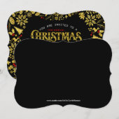 Zwart & goudglitter - kerstmis afdrukken kaart (Voorkant / Achterkant)