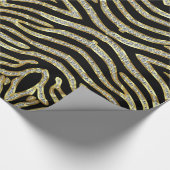 Zwart & goudglitter-zebra-printerpatroon cadeaupapier (Hoek)