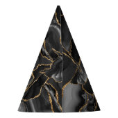 Zwart-goudglitteragaat Abstract Feesthoedjes (Achterkant)