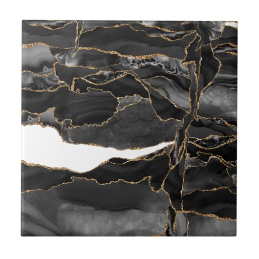 Zwart-goudglitteragaat Tegeltje (Voorkant)