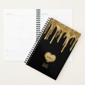 Zwart goudglitterdrifzwart monogram planner (Display)