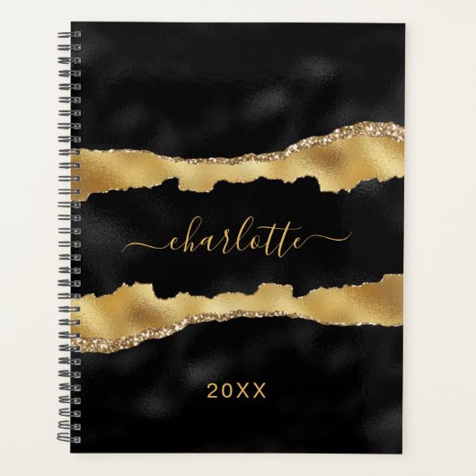 Zwart goudgrijs marmer, elegant planner (Voorkant)