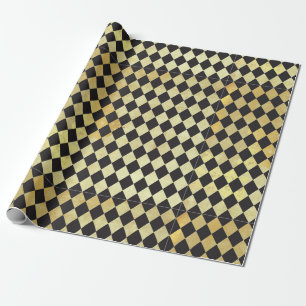 zwart & goudharlequinepatroon cadeaupapier