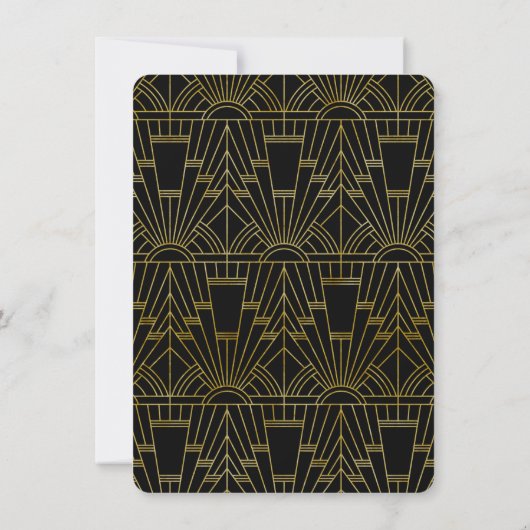 Zwart-goudkleurige Gatsby Art Deco Bespaar de datu Kaart (Achterkant)