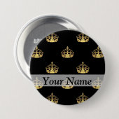 Zwart-goudkroon Ronde Button 7,6 Cm (Voorkant /achterkant)