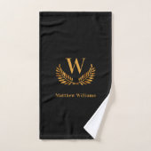 Zwart goudlaurel monogram bad handdoek (Handdoek)