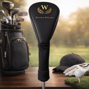 Zwart goudlaurel monogram golfheadcover