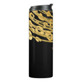 Zwart & goudlegant Glitter Leopard Cheetah Print Thermosbeker (Gedraaid links)