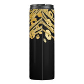 Zwart & goudlegant Glitter Leopard Cheetah Print Thermosbeker (Achterkant)