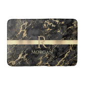 Zwart-goudmarmer, goudbalk, DIY-naam en monogram Badmat (Voorkant)