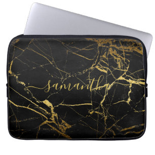 Zwart goudmarmer laptop sleeve