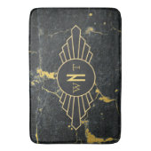Zwart goudmarmer met drie Letter-monogram Art Deco Badmat (Voorkant Verticaal)