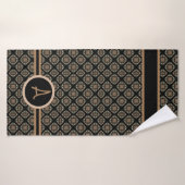 Zwart & goudmodern Klassiek monogram patroon Badhanddoek (Badhanddoek)