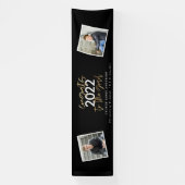 Zwart + goudmodern script multi-fotoreafstuderen spandoek (Verticaal)