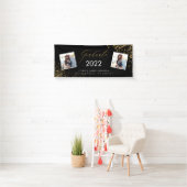 Zwart + goudmodern script multi-fotoreafstuderen spandoek (Insitu)