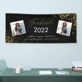 Zwart + goudmodern script multi-fotoreafstuderen spandoek (Beurs)