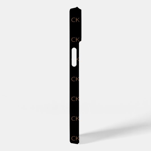 Zwart goudmonogram initiaal, elegant Case-Mate iPhone case (Achterkant / Rechts)