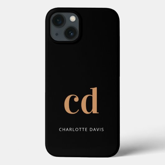 Zwart goudmonogram initiaal modern elegant Case-Mate iPhone case (Achterkant)