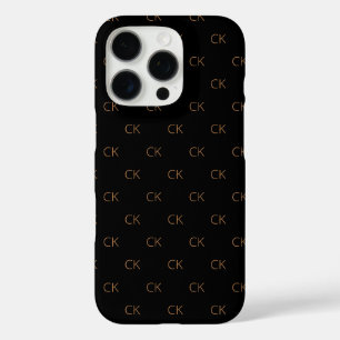 Zwart goudmonogram initiaal modern minimalistisch iPhone 16 pro hoesje