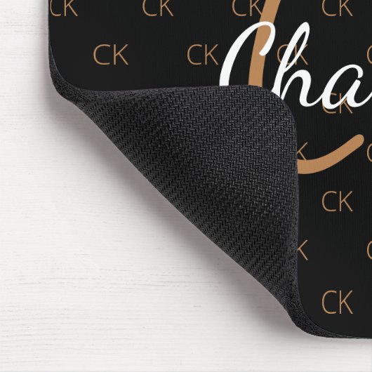 Zwart goudmonogram initiaal naam script elegant muismat (Hoek)