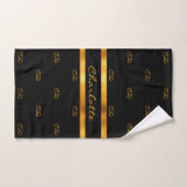 Zwart goudmonogram initiaal, patroon naam script bad handdoek (Handdoek)