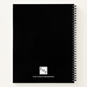 Zwart goudmonogram initialen minimaliseren moderne notitieboek (Achterkant)