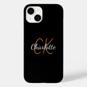 Zwart goudmonogram naam elegant script Case-Mate iPhone case (Achterkant)