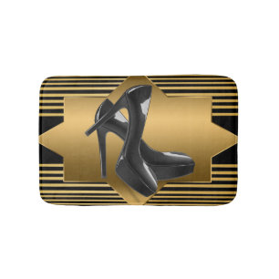 Zwart goudmonogram Patroon en Hoge Heels Badmat