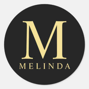 Zwart-goudmonogram Ronde Sticker