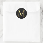Zwart-goudmonogram Ronde Sticker (Tas)