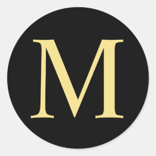 Zwart-goudmonogram Ronde Sticker