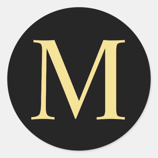 Zwart-goudmonogram Ronde Sticker (Voorkant)