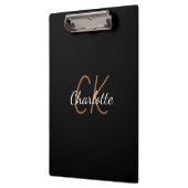 Zwart goudmonogram script elegant minimalistisch klembord (Links)
